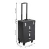 BAIODNB Rolling Makeup Train Case, 3 Trays Cosmetic Case Trolley,Nail Travel Case for nail tech Make Up Suitcase Cosmetic Trolley, Makeup Suitcase with Wheels (Black) view 4