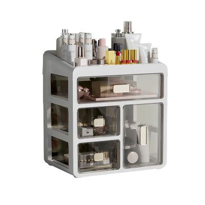 Generic Makeup Organizer Storage,Cosmetics Display Case Skincare Organizers Dustproof With 4 Drawers Type Storage Box for Desk Vanity,Cosmetics,Skincare,Perfume,Toiletry