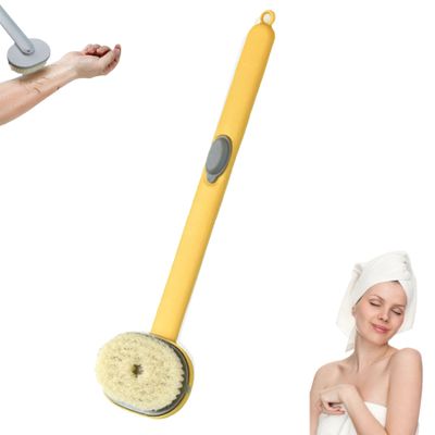 2024 Newest Long Handle Shower Brush for Body with Soap Dispenser, Scrub Shower Cleaning Brush, Bath Massage/Skin Scrubber/Exfoliating Brush/Back Scratcher for Women Men (1PC Yellow)