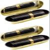 Stephanie Imports Set of 2 Capsule Shaped Lipstick Cases With Glass Mirror (Gold Bands) view 3