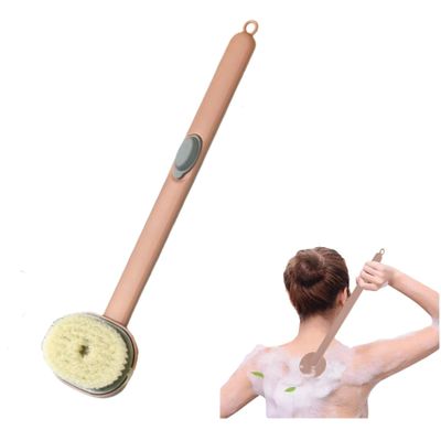 2024 Newest Body Brush Long Handle for Showering with Soap Dispenser, Bath Massage Cleaning Brush Back Scrubber for Use in Shower for Women Men (1PC Pink)