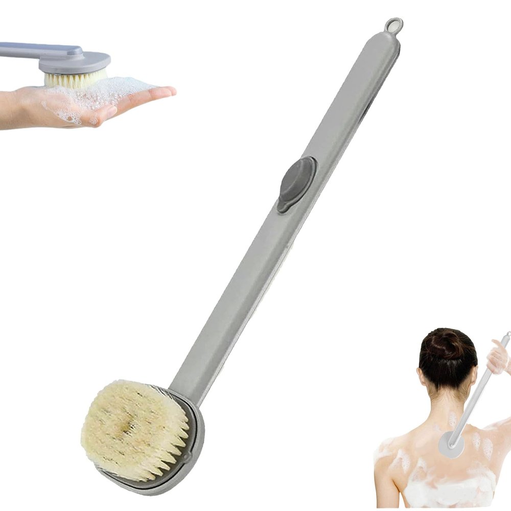 2024 Newest Back Scratcher for Women Men, Long Handle Shower Brush for Body with Soap Dispenser, Skin Scrubber/Exfoliating Brush/Dry Bath Cleaning Bursh (1PC Blue)