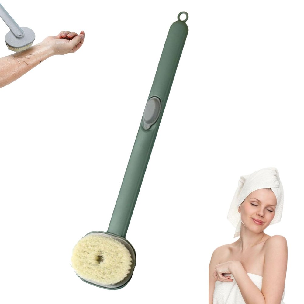 2024 Newest Long Handle Shower Brush for Body with Soap Dispenser, Scrub Shower Cleaning Brush, Bath Massage/Skin Scrubber/Exfoliating Brush/Back Scratcher for Women Men (1PC Green)