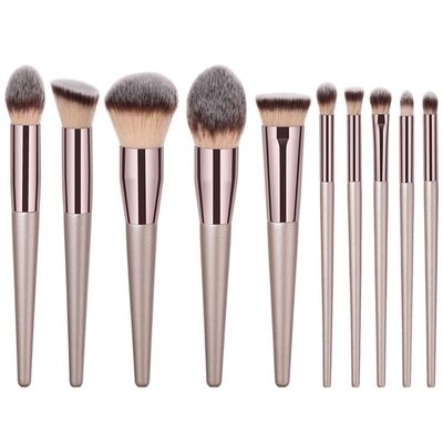10 pcs makeup brush set champagne gold foundation brush eye shadow brush beauty tools