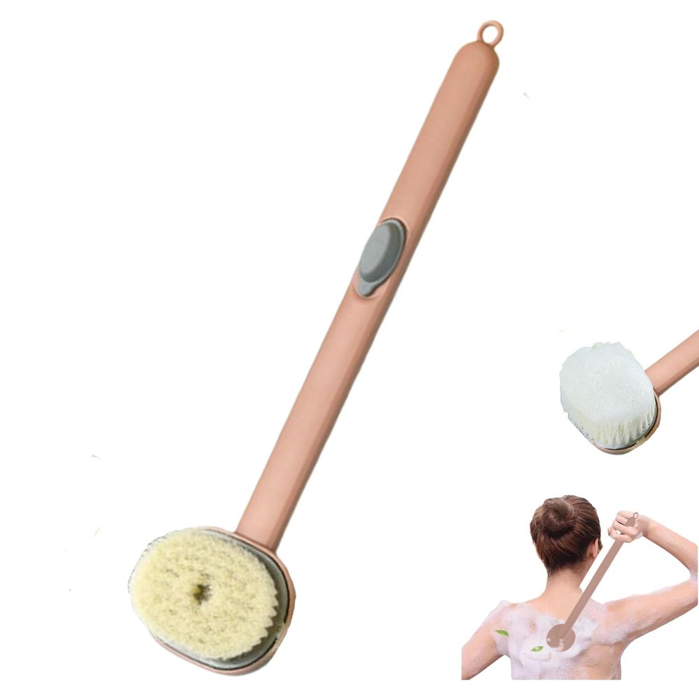 2024 Newest Bath Back Brush Long Handle for Shower, Massage Shower Cleaning Brush/Skin Scrubber/Dry Body Bursh for Cleaning with Soap Dispenser for Men Women (1PC Pink)