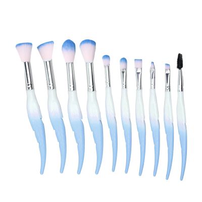 10 Pcs Makeup Brush Set Feather Makeup Brushes Eyeshadow Brush Eye Concealer Foundation Real Makeup Technique(Color:Blue)
