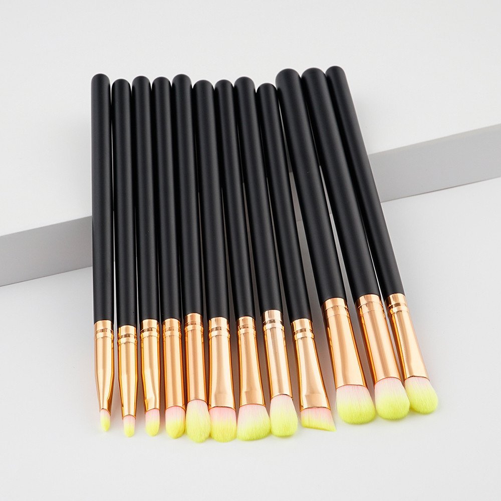 IBDRYKK Brush 12Pcs Eyebrow Kits Tools Makeup Brush Cosmetic Sets Eyeshadow Brush Vanity, Black