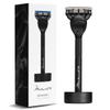 Bolin Webb Generation Razor and Stand in Black. Fitted with Gillette Fusion5 Blade. Luxury Razor for Men. (Black-Ali) view 1