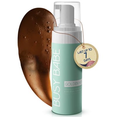 Busy Babe Golder Hour Tanning Mousse Self Tanner - Achieve a Gorgeous, Flawless Tan, Sun-Kissed Glow for All Skin Types and Tones, Sunless Tanning Mousse for Undertone (DARK BRONZE 200ml)