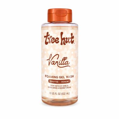 Tree Hut Vanilla Foaming Gel Wash, Moisturizing & Hydrating Body Wash with Shea Butter, Gently Cleanses for Soft, Fresh & Radiant Skin, Holiday Gift & Stocking Stuffer, 18 fl oz