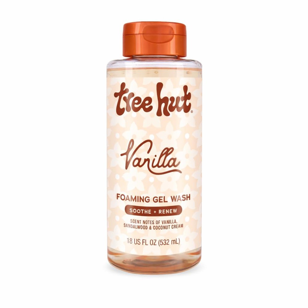 Tree Hut Vanilla Foaming Gel Wash, Moisturizing & Hydrating Body Wash with Shea Butter, Gently Cleanses for Soft, Fresh & Radiant Skin, Holiday Gift & Stocking Stuffer, 18 fl oz