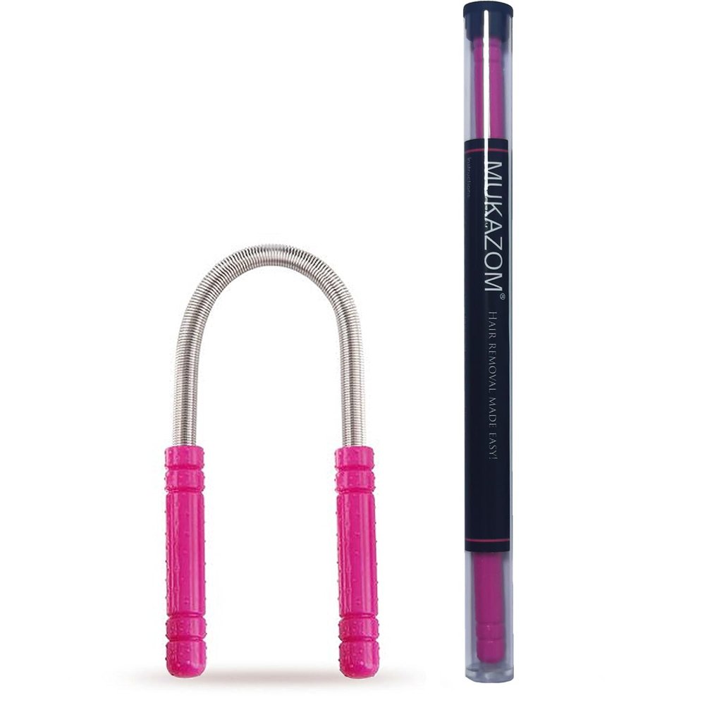 Facial Hair Removal for Women, Mukazom Original Hair Remover Spring Epilator for Removing Hair on The Cheeks, Neck, Upper Lip and Chin (Pink-New)