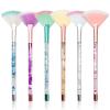 Facial Fan Brush Set with Pouch (Colorful) 6-Piece Colorful Fan Brush Set for Facial Masks with Glitter Quicksand Handles view 1