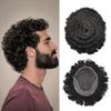 WigVivid Lace Front Afro Curl Toupee for Black Men African American Afro Kinky Curly Brazilian Human Hair Unit for Black Men Breathable Afro Mens Toupee 8x10 inch (#1 Jet Black-20mm wave) view 1