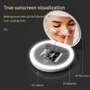 Led Lighted Travel Makeup Mirror, Plane Mirror, Compact Mirror With Uv Camera For Portable Travel Mirror, Sun Protection Test Mirror, 3 Color Fill Light, USB Rechargeable, Hand Held Mirror, Diameter 9 view 4