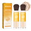 2 Pcs Mineral Sunscreen Setting Powder SPF50 PA++ for Face,Long-Lasting Oil Control Sunscreen Brush Powder,Matte Transparent Facial Powder Sunscreen,All Skin view 1
