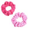 Hot Pink Chiffon Scrunchies for Hair - 2Pcs Pink Flower Satin Hair Scrunchies for Thick Curly Hair Ties Large Hair Elastic Bands Ponytail Holder Summer Hair Accessories for Women Girls Gifts view 1