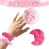 Hot Pink Chiffon Scrunchies for Hair - 2Pcs Pink Flower Satin Hair Scrunchies for Thick Curly Hair Ties Large Hair Elastic Bands Ponytail Holder Summer Hair Accessories for Women Girls Gifts view 3