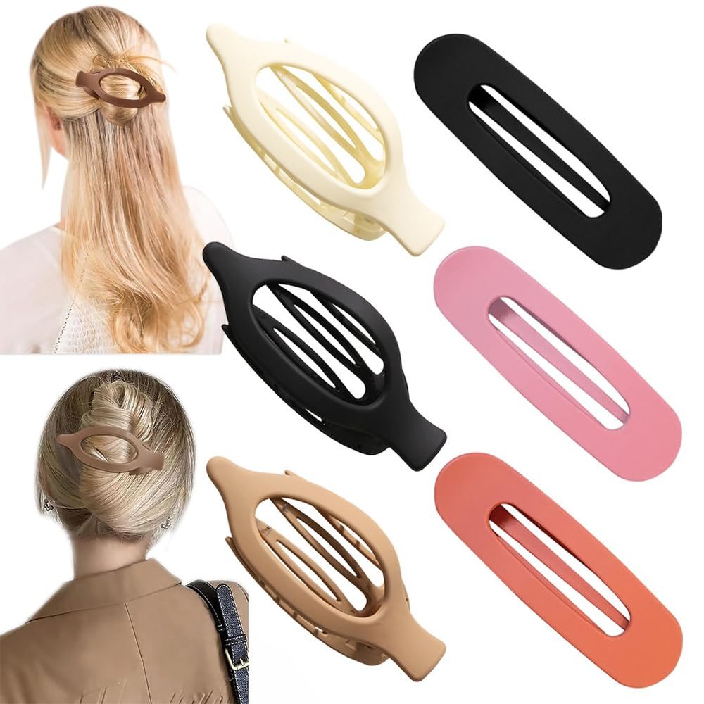 6 PCS Flat Hair Clips Hair Clips Claw Alligator Hair Clips Strong Hold Duck Billed Clips No Slip Grip For Thick Thin Hair For Women Girl Matte Hair Clips