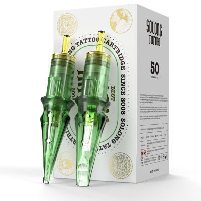 50Pcs Tattoo Needles Assorted, Solong Pro Disposable Tattoo Needles Size #12 Round Liner Round Magnum-10Pcs each of 3RL,5RL,7RL,9RM,15RM Tattoo Cartridge Needles EN01S-50KIT-X