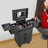 BAIODNB Rolling Case, Professional Makeup Train Case Rolling Makeup Case, Professional Cosmetology Trolley,Makeup Case with Lighted Mirror (Black) view 2