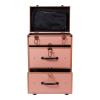 YUTOUB 3 Layers Professional Rolling Makeup Case, 360 Swivel Wheels Rolling Cosmetic Trolley w/Retractable Handle, Makeup Travel Case Suitable for Make-Up Artists, Beauticians, Rose Gold view 3
