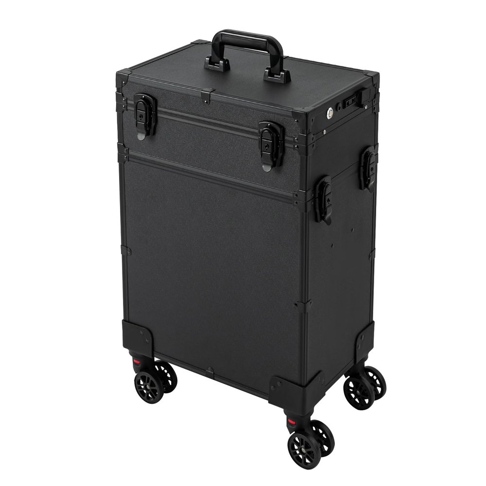 BAIODNB Makeup Rolling Train Case with 4 LED Light Source, Professional Cosmetology Trolley Rolling Makeup Case, 20W Makeup Suitcase Nail Case with Wheels US Standard(3 Shelves)