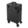 BAIODNB Makeup Rolling Train Case with 4 LED Light Source, Professional Cosmetology Trolley Rolling Makeup Case, 20W Makeup Suitcase Nail Case with Wheels US Standard(3 Shelves) view 1