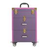 BAIODNB Professional Makeup Train Case, Rolling Makeup Case Professional Cosmetology Trolley, Makeup Case with Lighted Mirror view 1