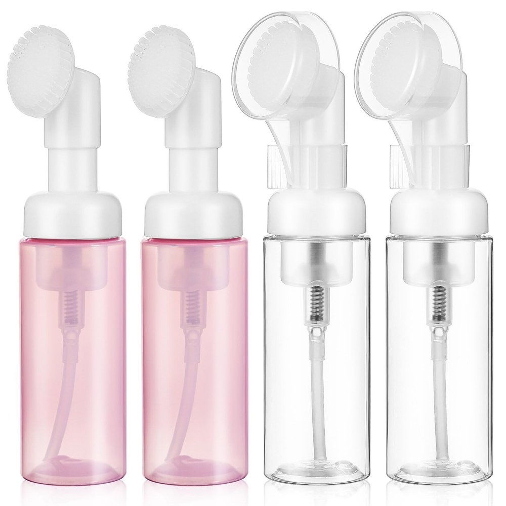 Zerodeko 4pcs Travel Foam Pump Bottles Empty Dispenser for Foaming Face Wash Shampoo and Toiletries Lightweight and Portable Pet Containers for Travel