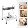 BANLICALI Foot Bath Spa Portable Trolley Cart with Wheels & Storage Rack, 220.46lbs Load Footrest Stand Cart for Foot Rest Pedicure Manicure Funiture Massage Table Salon Supplies Black+White view 2