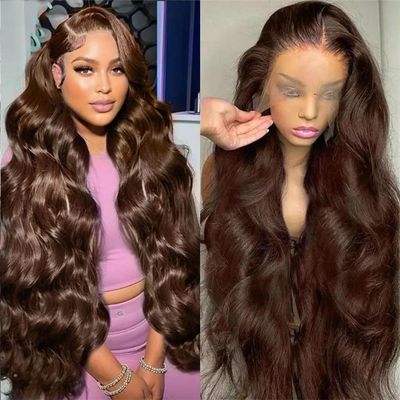 250 Density 30 Inch Body Wave Chocolate Brown 13X4 Lace Front Wigs Human Hair For Women 13X6 Hd Lace Frontal Wig