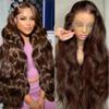 250 Density 30 Inch Body Wave Chocolate Brown 13X4 Lace Front Wigs Human Hair For Women 13X6 Hd Lace Frontal Wig view 1