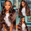 250 Density 30 Inch Body Wave Chocolate Brown 13X4 Lace Front Wigs Human Hair For Women 13X6 Hd Lace Frontal Wig view 4