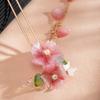 1 pcs Rabithenn Pink Peach Blossom with Leaves and Tassel Hairpin Chinese Hanfu Style Hair Fork Resin Handmade Hair Clip for Women Girls Long Hair view 2