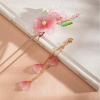 1 pcs Rabithenn Pink Peach Blossom with Leaves and Tassel Hairpin Chinese Hanfu Style Hair Fork Resin Handmade Hair Clip for Women Girls Long Hair view 3