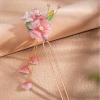 1 pcs Rabithenn Pink Peach Blossom with Leaves and Tassel Hairpin Chinese Hanfu Style Hair Fork Resin Handmade Hair Clip for Women Girls Long Hair view 4