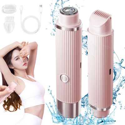 Electric Razor for Women, 2 in 1 Wet & Dry Waterproof Electric Shaver with Removable Heads,Beautibloom Razor,Electric Razors for Women Pubic Hair,Bikini Trimmer (Style B,Pink)