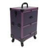 BAIODNB Rolling Makeup Train Case, Rolling Cosmetics Storage Organizer With Locks,Professional Cosmetology Trolley Makeup Suitcase with Wheels for Artists, Hairdressers, Nail Technicians (Purple) view 1
