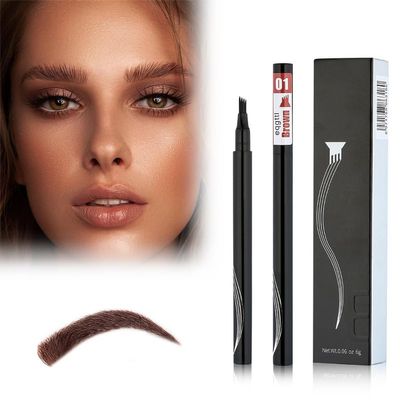 2PCS Eyebrow Microblading Pen, 2024 New 3D Waterproof Microblading Eyebrow Pencil Contouring Pen, 4 Fork Tip Magic Eyebrow Pencil, Microblading Eyebrow Pen for Natural Makeup All Day(#1-Borwn)