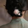 1pcs Late Spring Black Ebony wood with Peony Flower Resin Chinese Hanfu Hairpin Chopsticks,Hair Clip Hair Pin Hair Accessories for Women Girls Long Hair view 3