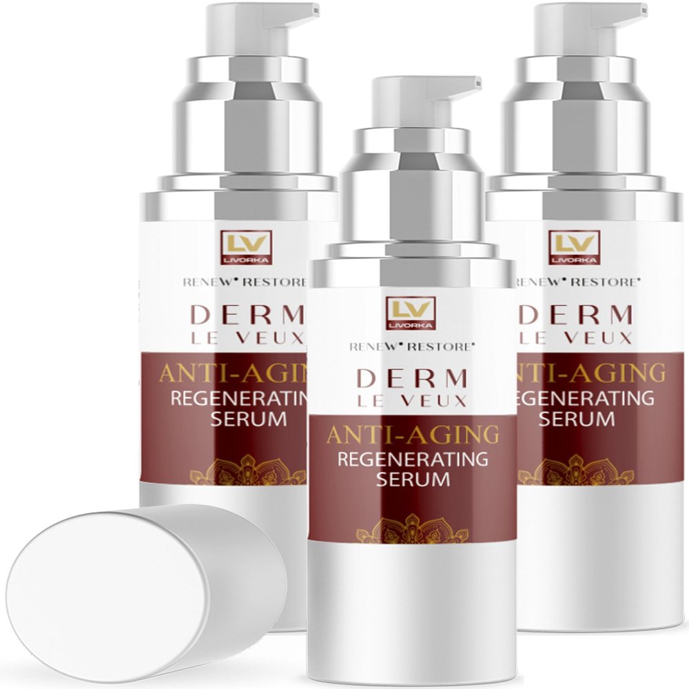 (3 Pack) Derm Le Veux, Derm La Veux, Derm Le Veu, Derm Leveux Serum, Derma Le Veux Serum, Derm Le Veux Face Cream, Veur, Veus, Dermlevue Serum, Derm Le Veux Deluxe Serum, Derma La Veux, 3 Bottles