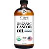 C CARE Castor Oil 100% Pure Organic Cold Pressed Unrefined Glass Bottle | USDA Certified Organic | Hexane Free Extra Virgin | For Hair Growth Eyebrows Eyelashes Skin and Castor Oil Pack Wrap | 16oz view 1