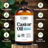 C CARE Castor Oil 100% Pure Organic Cold Pressed Unrefined Glass Bottle | USDA Certified Organic | Hexane Free Extra Virgin | For Hair Growth Eyebrows Eyelashes Skin and Castor Oil Pack Wrap | 16oz view 4