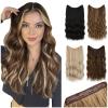 Hair Extensions Synthetic Wire Hair Extensions with 2 Removable Clips 20 Inch Wavy Curly Wire Hair Invisible Transparent Wire Extensions One Piece Hairpieces for Women Hair Extensions Clip in(Color:26 view 2