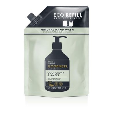 Baylis & Harding Liquid Hand Soap Refills, Goodness, Oud Cedar & Amber, 1 Liter