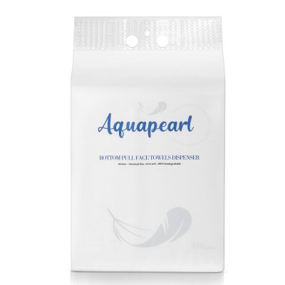 Aquapearl Face Towels XL 100% USDA Certified Biobased Ultra-Soft Disposable Face Towels, 180 Pull Wall-Mount Design, Ideal for Easy Access and High-Usage, 1 Pack