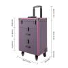 BAIODNB 3 in 1 Large Rolling Makeup Case, Aluminum Nail Travel Case Cosmetology Case, Makeup Cart Make Up Suitcase Cosmetic Trolley with Wheels for Salon Cosmetic Trolley Organizer Box (Purple) view 2
