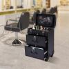 BAIODNB 3 Layers Rolling Makeup Case, Nail Travel Case Cosmetology Case, Makeup Cart Make Up Suitcase Cosmetic Trolley with Wheels (Black) view 2