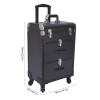 BAIODNB 3 Layers Rolling Makeup Case, Nail Travel Case Cosmetology Case, Makeup Cart Make Up Suitcase Cosmetic Trolley with Wheels (Black) view 4